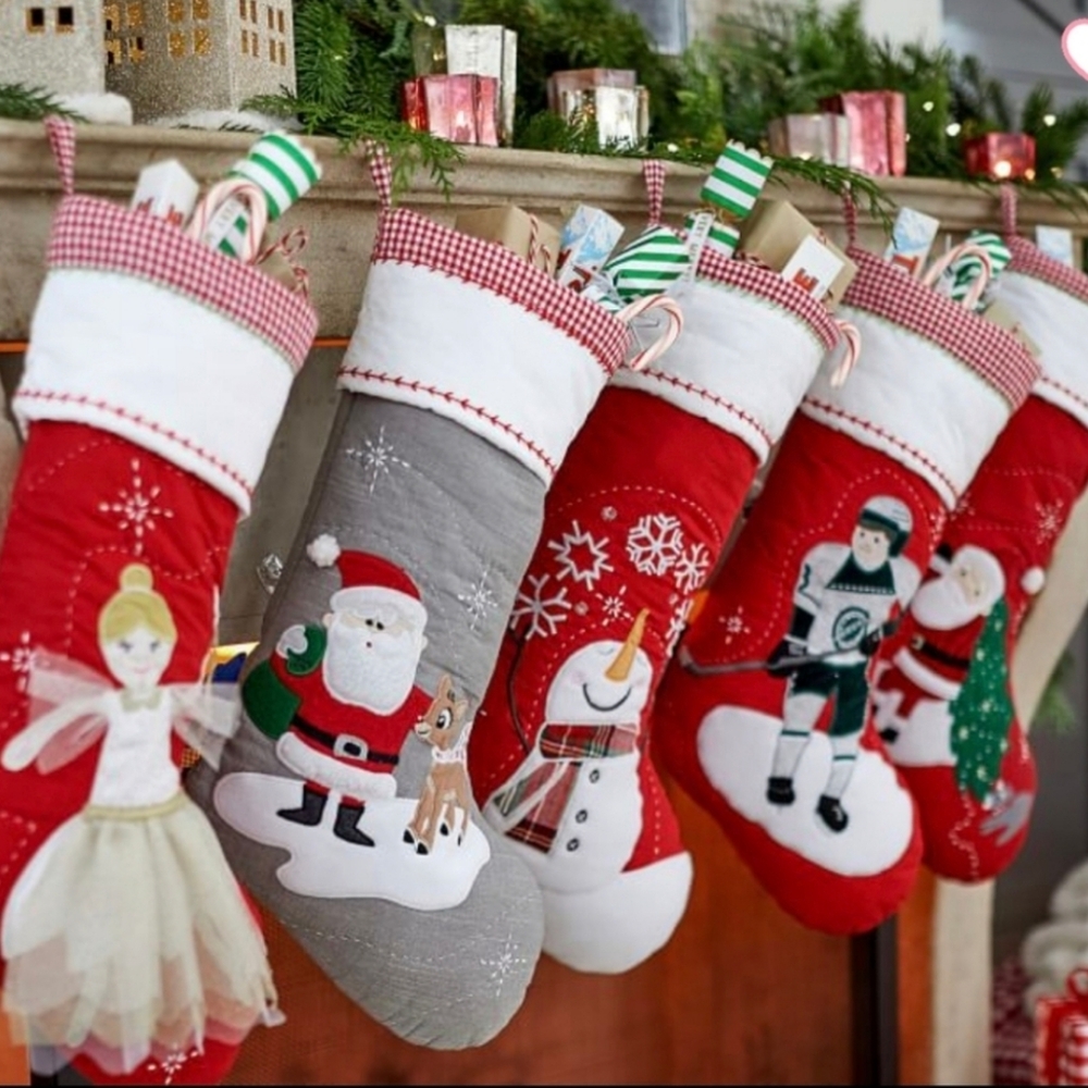 New PBK Gray Quilted Christmas Stocking POTTERY BARN KIDS